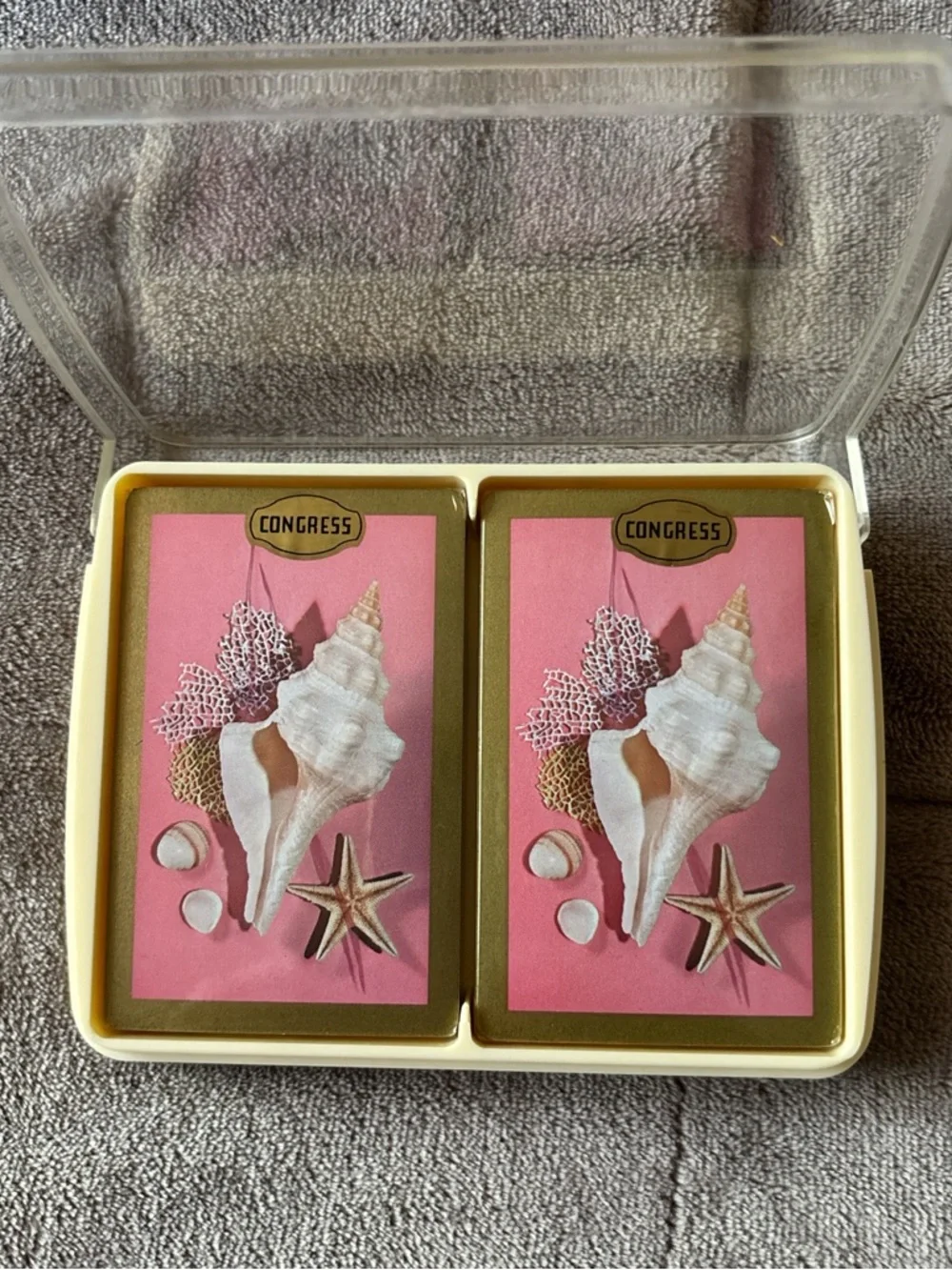 New Congress Pink Shell Decorative Playing Cards Sealed - Set of 2